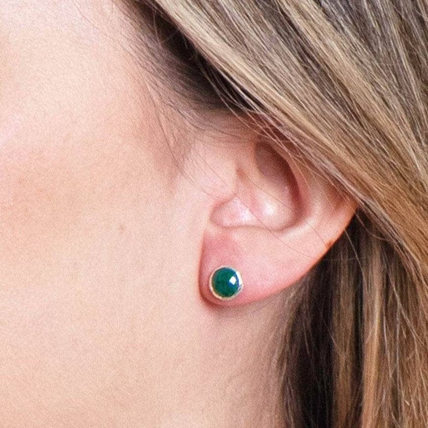 StudioSession-22834-1 Green Jade Silver or Gold Stud Earrings - Image 1