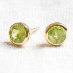 Genuine Peridot Silver or Gold Stud Earrings - Image 5