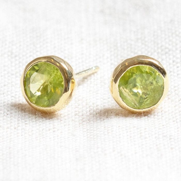Genuine Peridot Silver or Gold Stud Earrings - Image 5