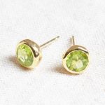 Genuine Peridot Silver or Gold Stud Earrings - Image 6