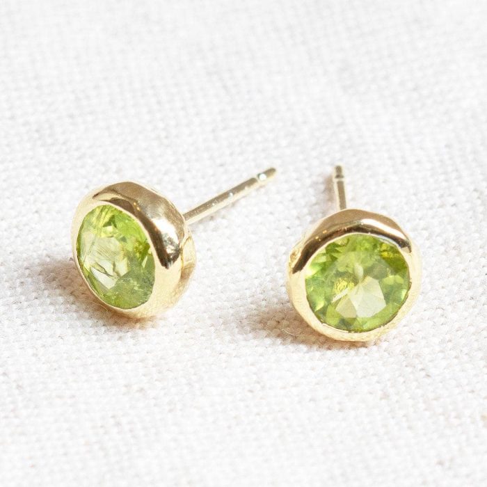 Genuine Peridot Silver or Gold Stud Earrings - Image 6