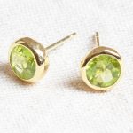 Genuine Peridot Silver or Gold Stud Earrings - Image 7