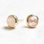Rose Quartz Silver or Gold Stud Earring - Image 6
