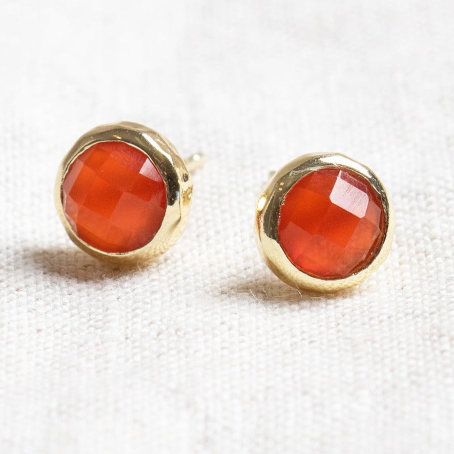 StudioSession-25250-3 Carnelian Silver or Gold Stud Earrings - Image 6