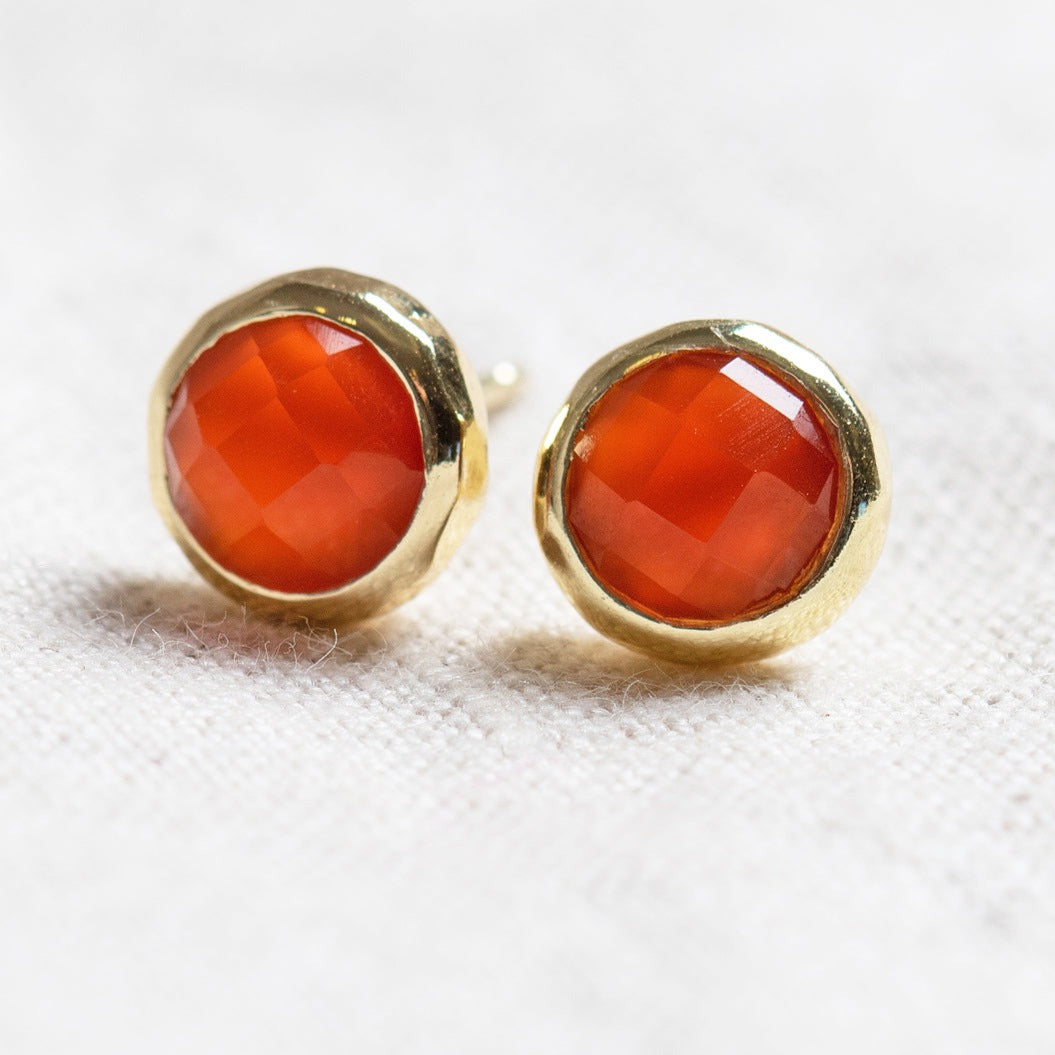 StudioSession-25254-3 Carnelian Silver or Gold Stud Earrings - Image 4