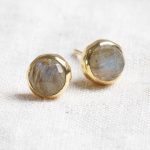 Labradorite Silver or Gold Stud Earrings - Image 6