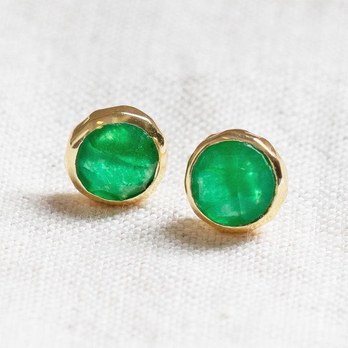 StudioSession-25307-3 Emerald Silver or Gold Stud Earrings - Image 1
