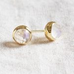 Rainbow Moonstone Silver or Gold Stud Earring - Image 4