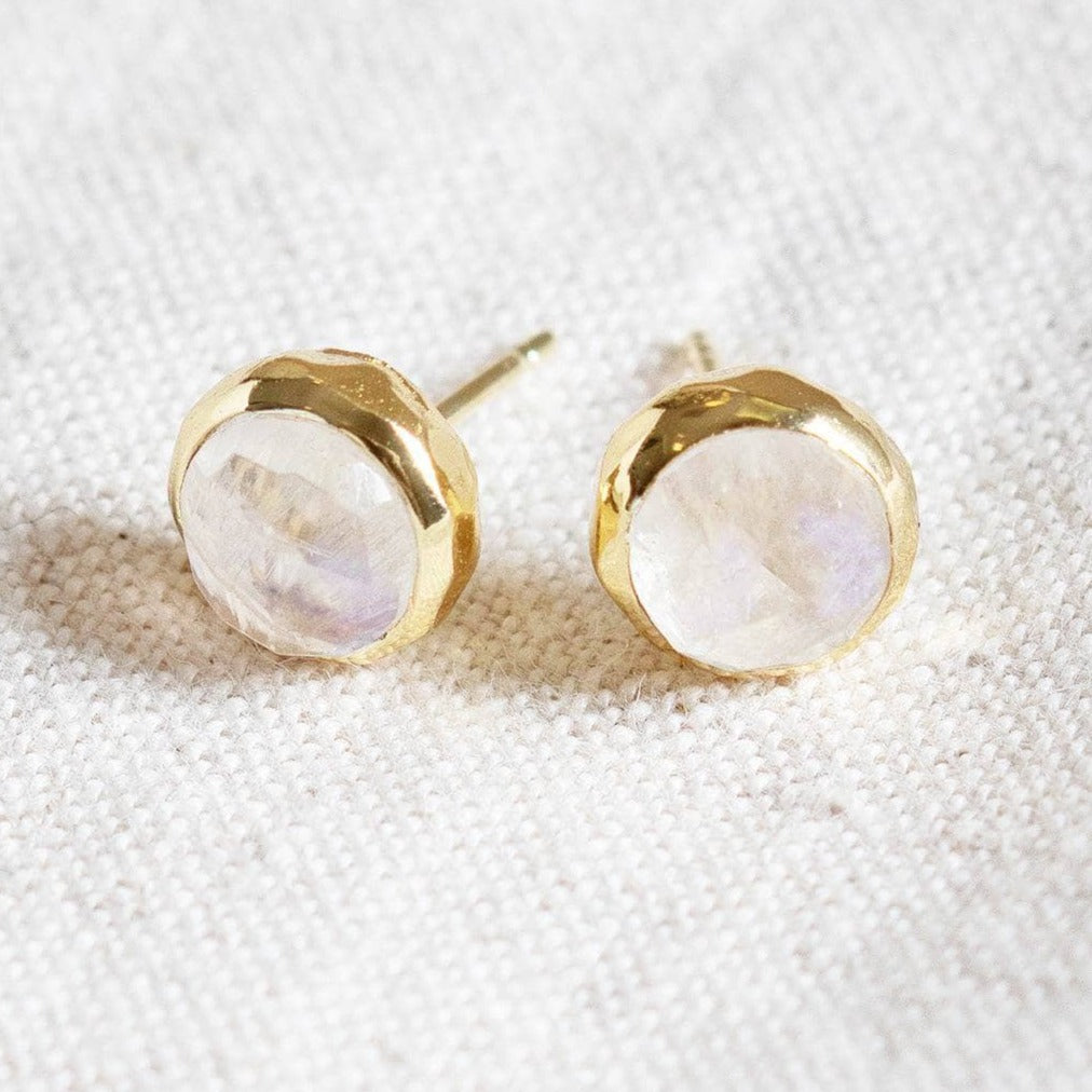 StudioSession-25341-3 Rainbow Moonstone Silver or Gold Stud Earring - Image 5