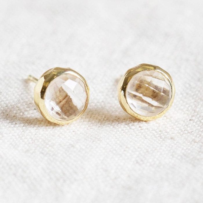 Herkimer Diamond Silver or Gold  Stud Earring - Image 4