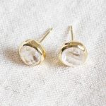 Herkimer Diamond Silver or Gold  Stud Earring - Image 5