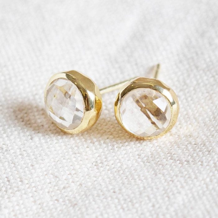 Herkimer Diamond Silver or Gold  Stud Earring - Image 3