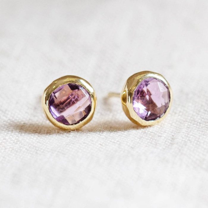 Amethyst Silver or Gold Stud Earring - Image 3