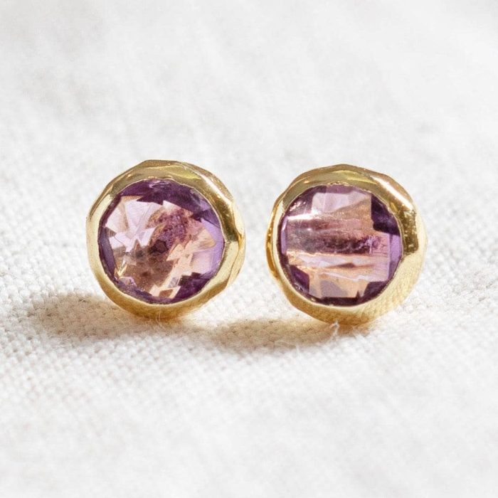 Amethyst Silver or Gold Stud Earring - Image 2