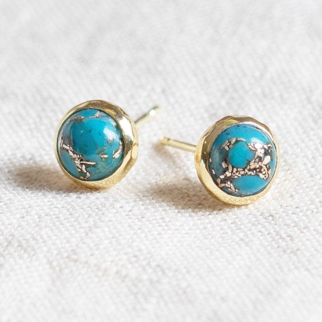 StudioSession-25384-3 Genuine Turquoise Silver or Gold Stud Earrings - Image 7