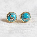 Genuine Turquoise Silver or Gold Stud Earrings - Image 5