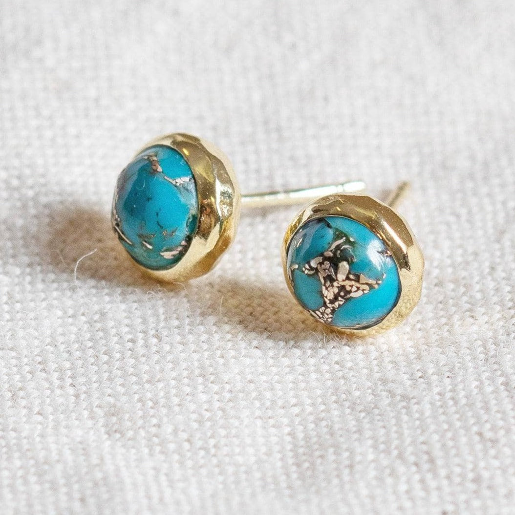 StudioSession-25401-3 Genuine Turquoise Silver or Gold Stud Earrings - Image 9