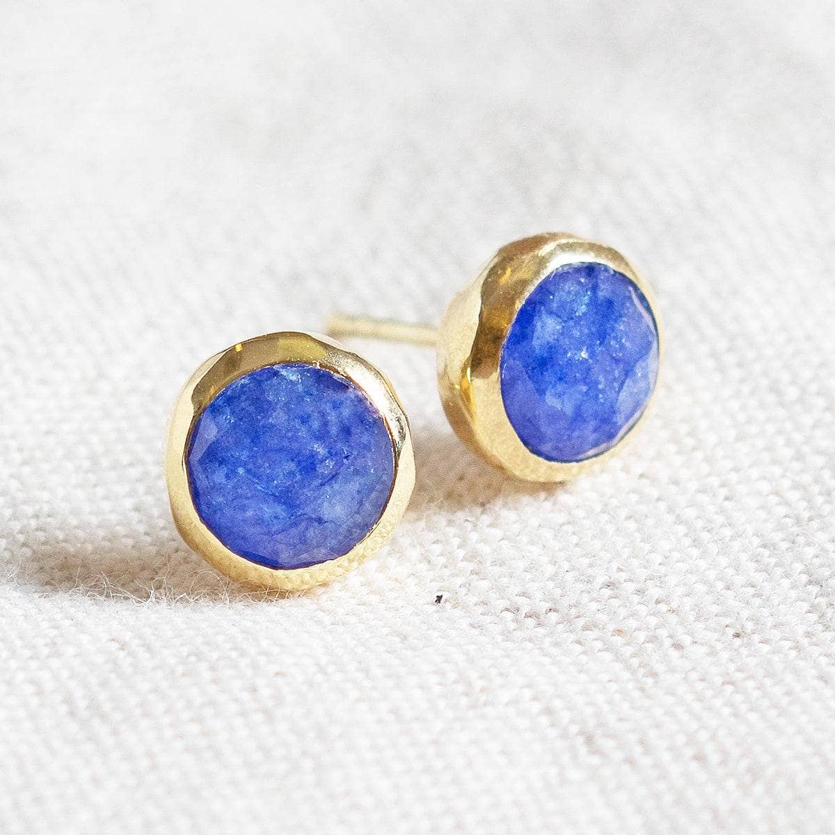 StudioSession-25404-3 Blue Sapphire Silver or Gold Stud Earrings - Image 7