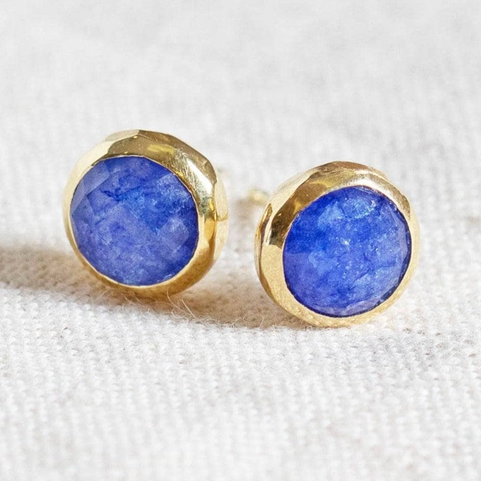 StudioSession-25411-3 Blue Sapphire Silver or Gold Stud Earrings - Image 5