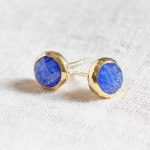 Blue Sapphire Silver or Gold Stud Earrings - Image 8