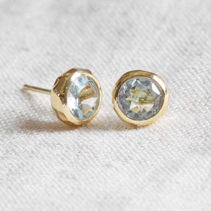 Blue Topaz Silver or Gold Stud Earrings - Image 7