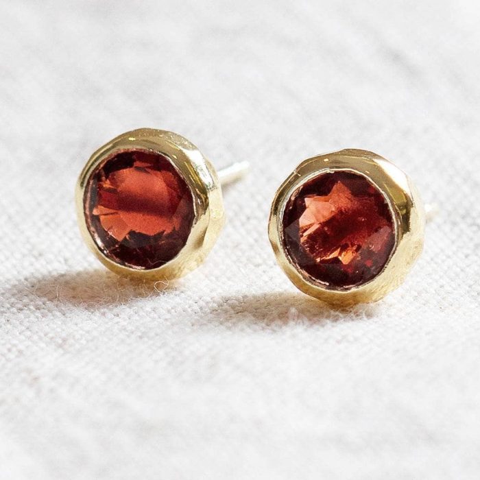 Garnet Silver or Gold Stud Earrings - Image 4