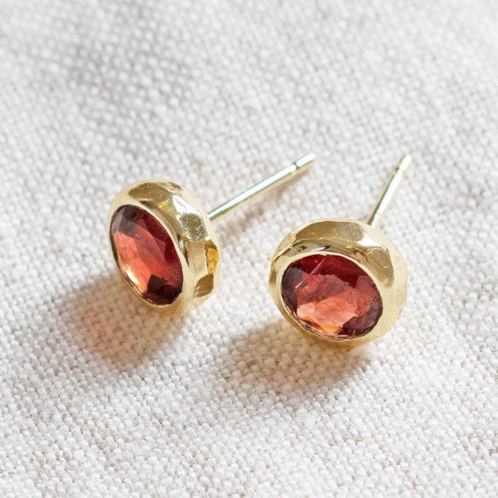 Garnet Silver or Gold Stud Earrings - Image 7