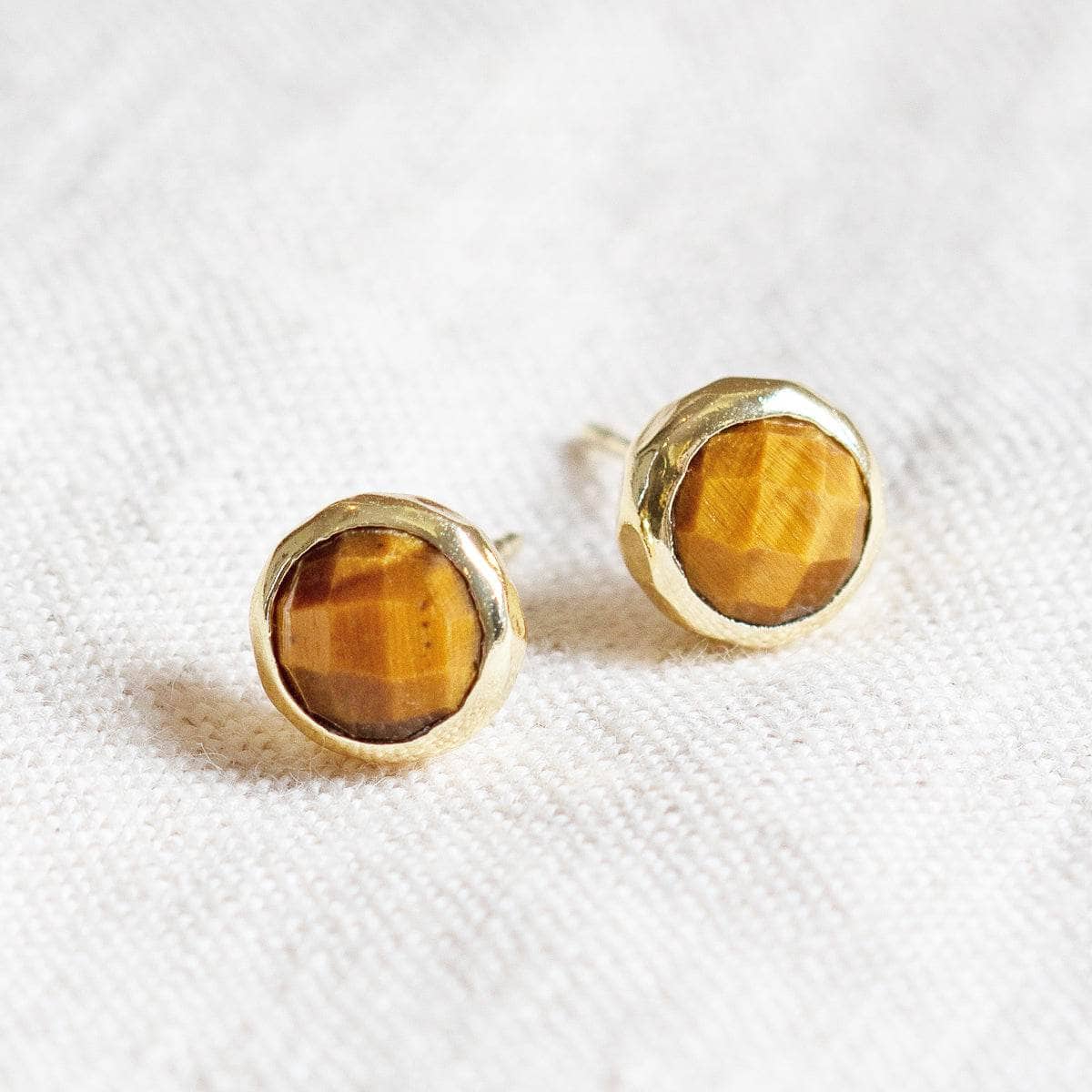 StudioSession-25470-3 Tiger Eye Silver or Gold Stud Earrings - Image 2