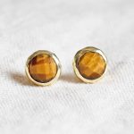Tiger Eye Silver or Gold Stud Earrings - Image 3
