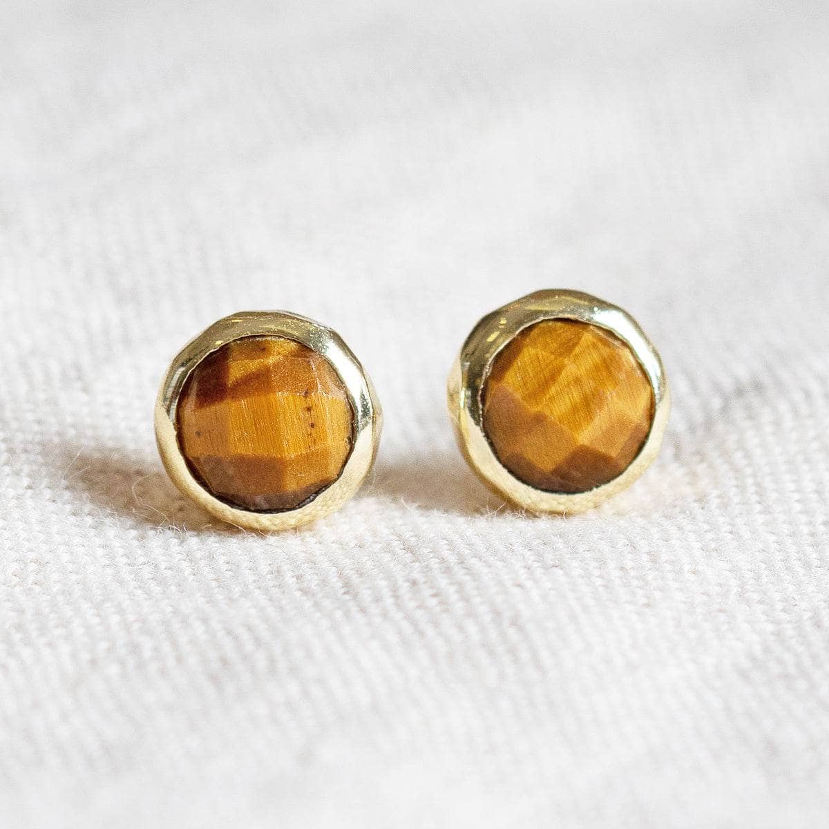 StudioSession-25475-3 Tiger Eye Silver or Gold Stud Earrings - Image 3