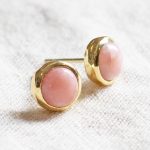 Pink Opal Silver or Gold Stud Earrings - Image 8