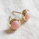 Pink Opal Silver or Gold Stud Earrings - Image 7