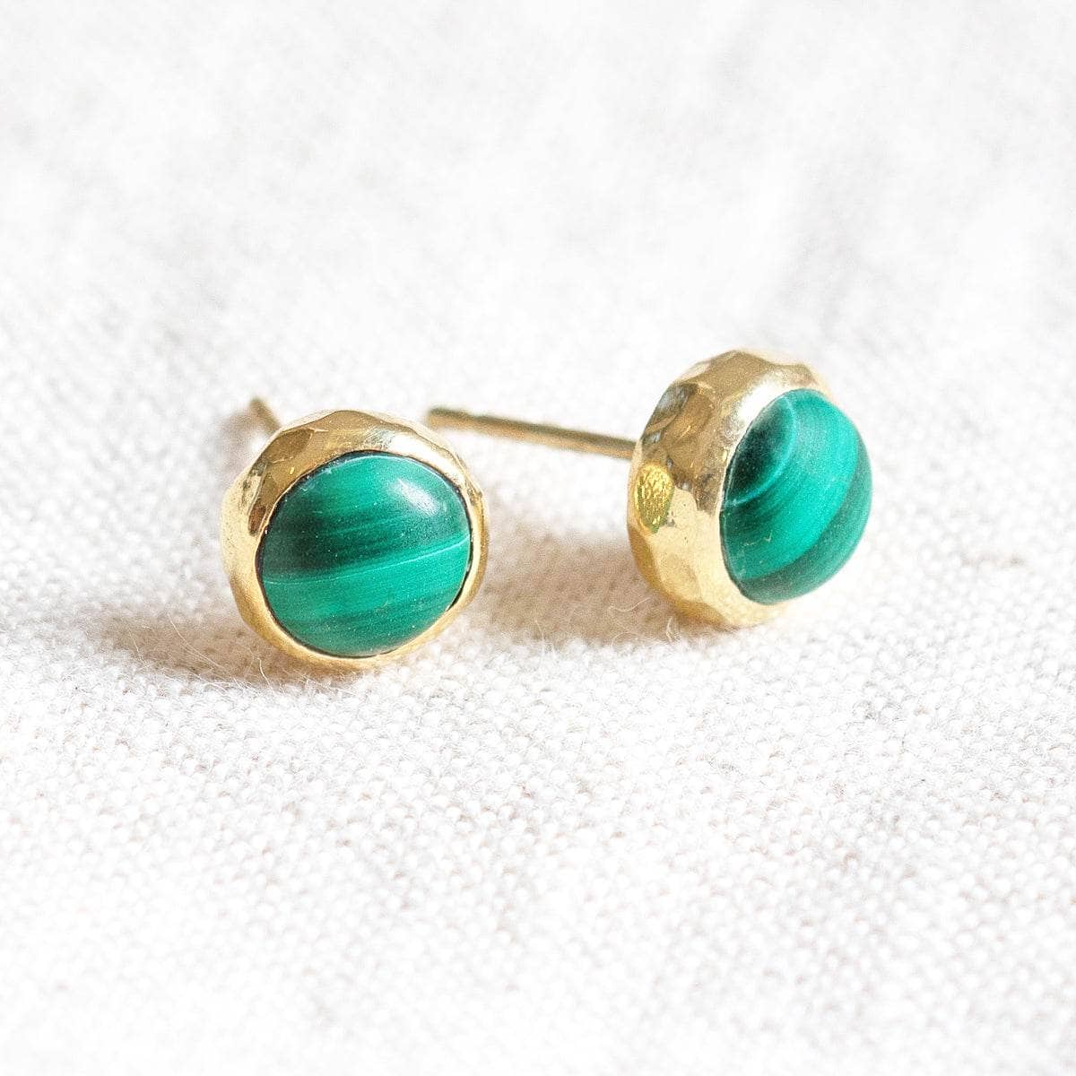 StudioSession-25515-3 Genuine Malachite Silver or Gold Stud Earrings - Image 4
