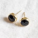 Black Tourmaline Silver or Gold Stud Earrings - Image 5