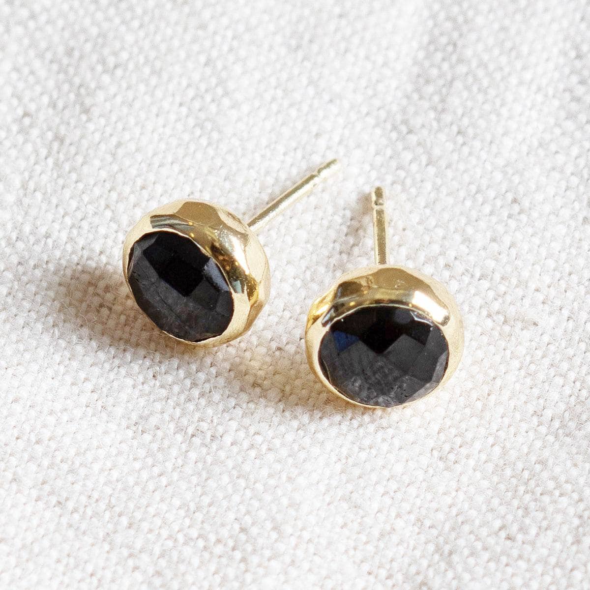 StudioSession-25548-3 Black Tourmaline Silver or Gold Stud Earrings - Image 5