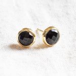 Black Tourmaline Silver or Gold Stud Earrings - Image 4
