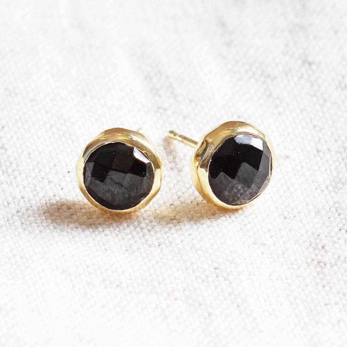 StudioSession-25552-3 Black Tourmaline Silver or Gold Stud Earrings - Image 4