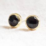 Black Tourmaline Silver or Gold Stud Earrings - Image 3