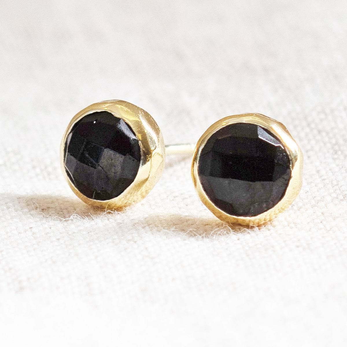 StudioSession-25557-3 Black Tourmaline Silver or Gold Stud Earrings - Image 3