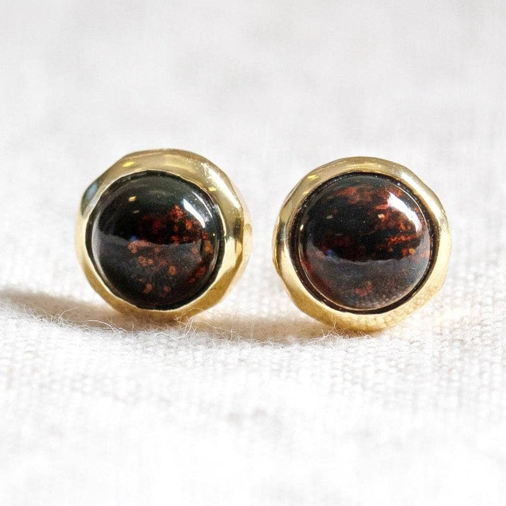 StudioSession-25574-3 Bloodstone Gold or Silver Stud Earrings - Image 1