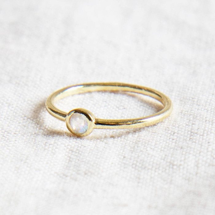 Rainbow Moonstone Silver, Gold or Rose Gold Ring - Image 3