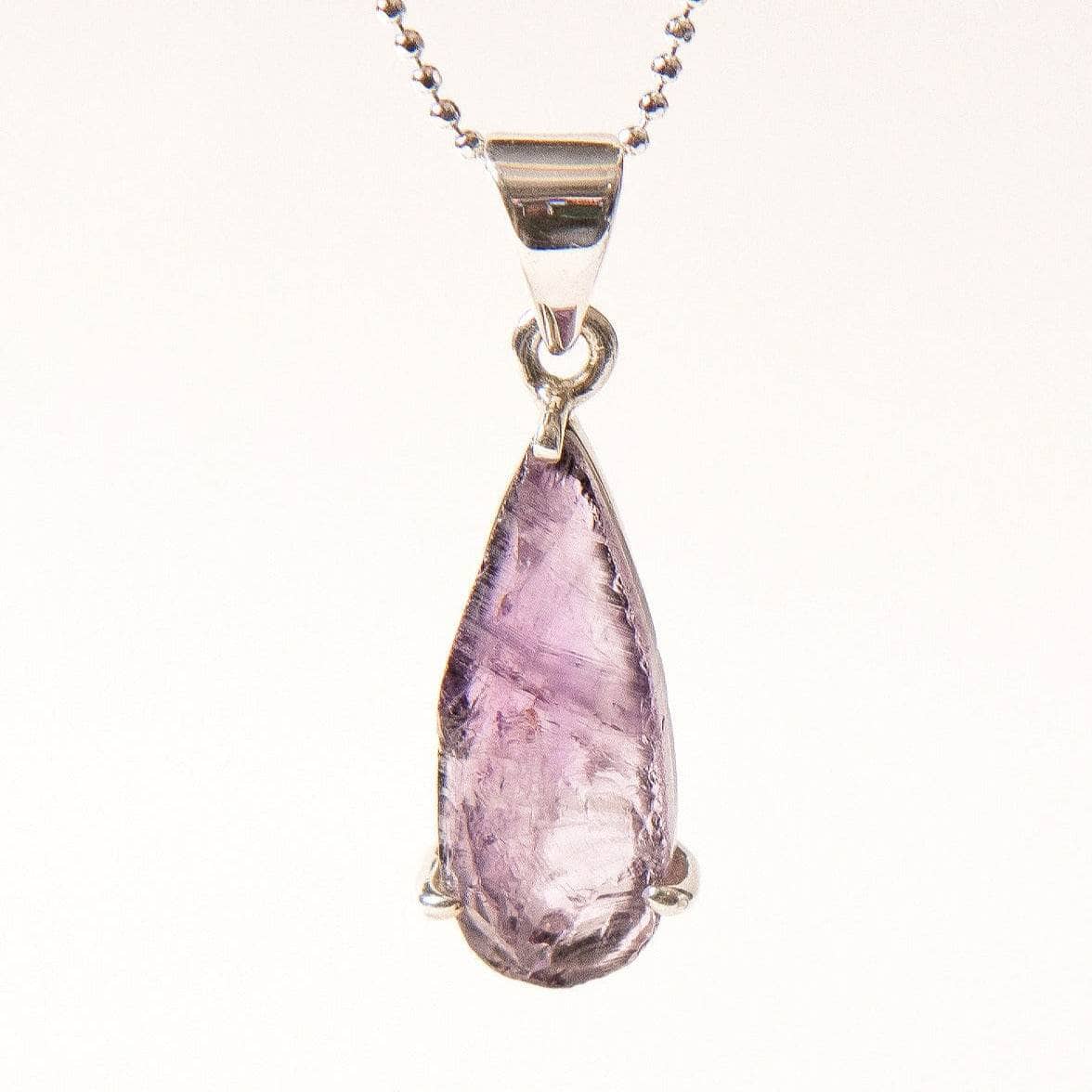 StudioSession-30552-3 Raw Amethyst Teardrop Gemstone Pendant - Image 2