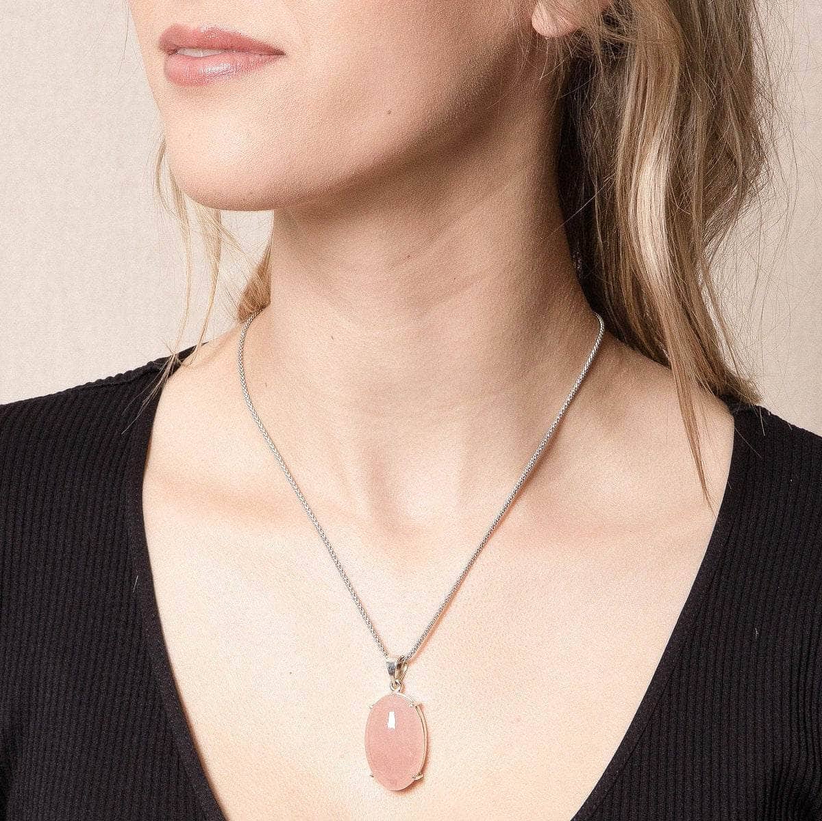StudioSession-32099-3_1 Rose Quartz Silver Pendant Necklace - Image 1