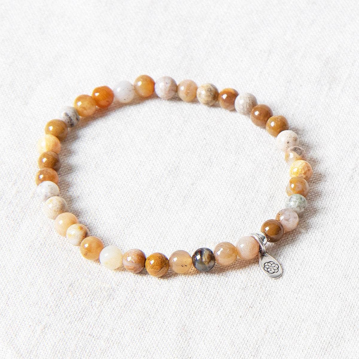 StudioSession-33666-3 Natural Coral Jade Chrysanthemum Energy Bracelet - Image 4