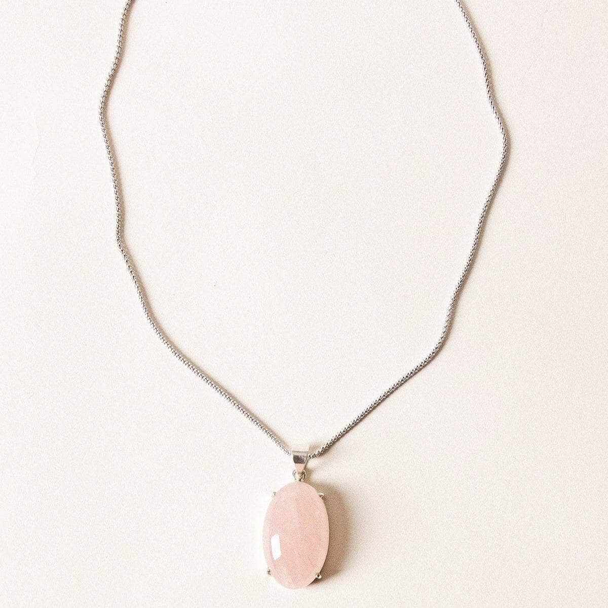 StudioSession-34344-3 Rose Quartz Silver Pendant Necklace - Image 4