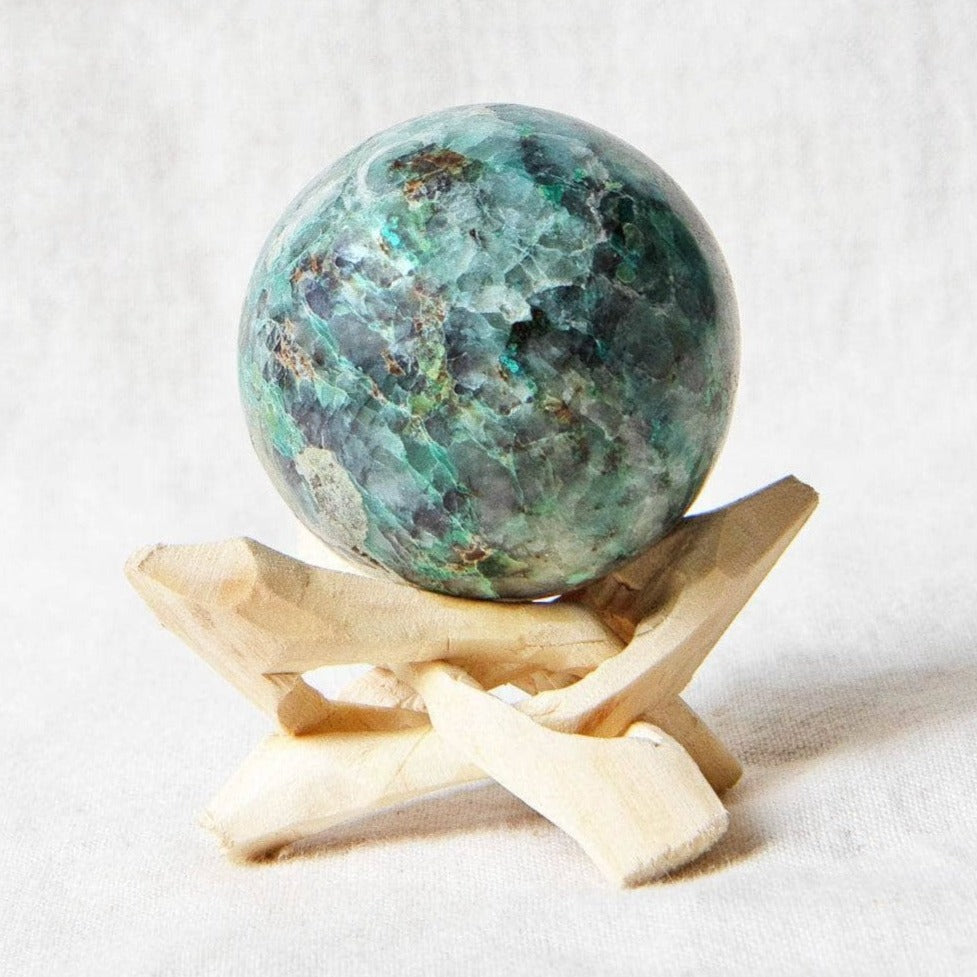 StudioSession-36498-3 Chrysocolla Sphere with Tripod - Image 1