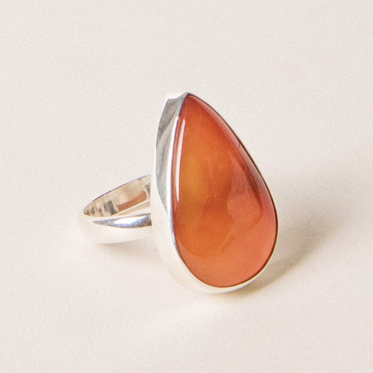 StudioSession-37018-3 Teardrop Carnelian Gemstone Ring - Image 3