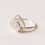 Rainbow Moonstone Silver Heart Ring - Image 2