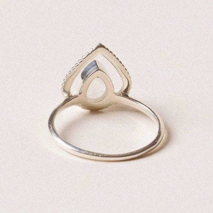 Rainbow Moonstone Silver Heart Ring - Image 4