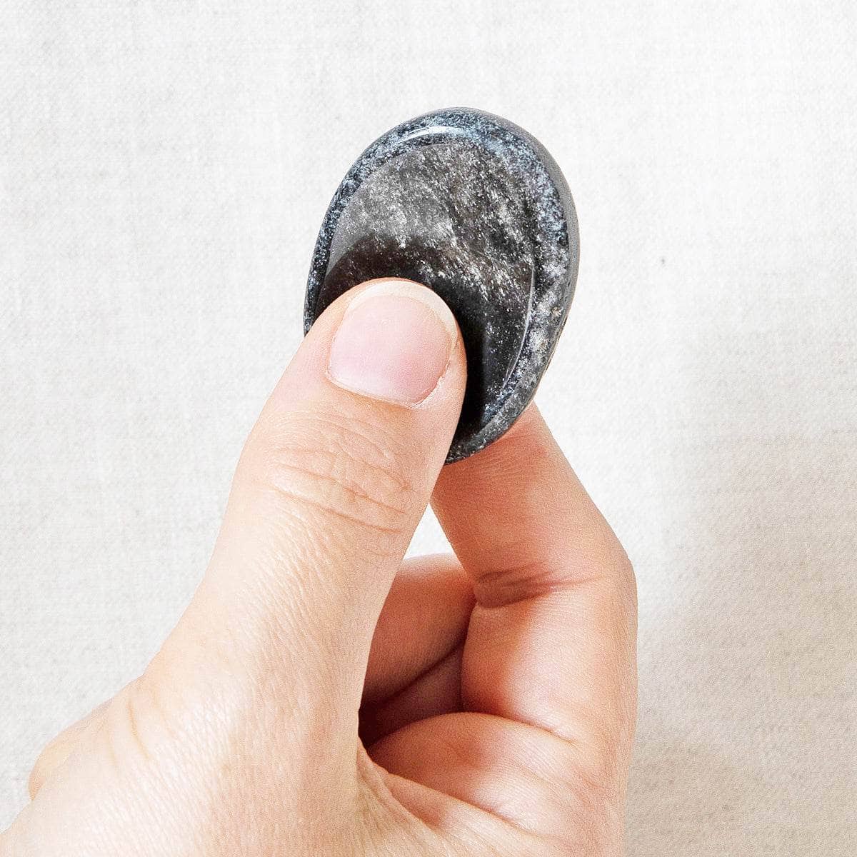 StudioSession-38668-3 Silver Obsidian Worry Stone - Image 1